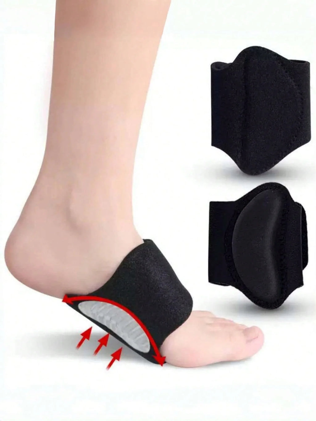 1 pair of men's and women's arch support sports insoles for flat feet to support the ball of the foot and relieve pressure.