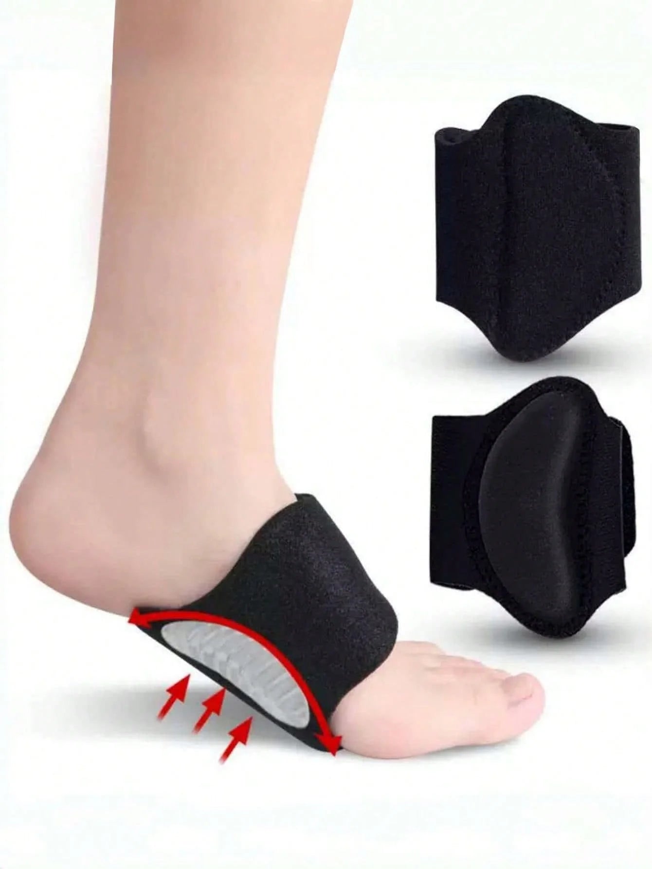 1 pair of men's and women's arch support sports insoles for flat feet to support the ball of the foot and relieve pressure.