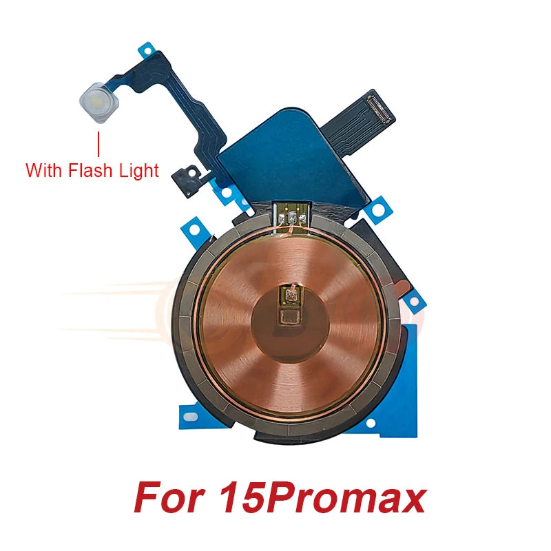 Wireless Charging Coil Sticker With Flash light Flex Cable For iPhone 14 15 16 Plus Pro Max Promax Wireless Charger Repair (1PC)