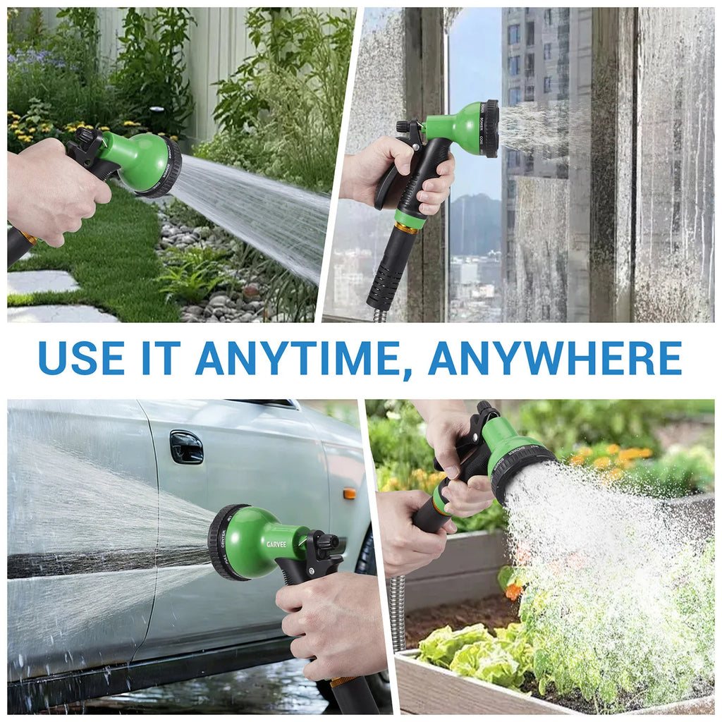 Heavy-Duty No-Kink Stainless Steel Garden Hose with 10-Design Leak-Proof