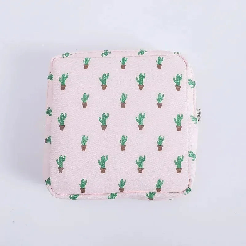 Women Girls Kawaii Napkin Sanitary Pads Bag Pouch Organizer Cosmetic Makeup Tampon Bags Cute Travel Gadgets Lipstick Storage Bag