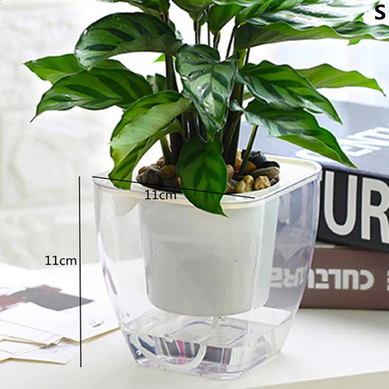 Flower Plant Pot Self Watering Planter Transparent Planting Flower Pot Water Storage Basin Stock Garden Supplies Home Decor FU