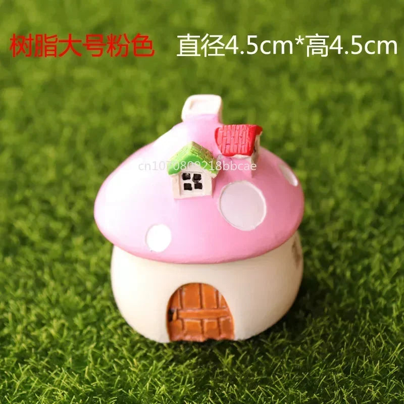 Mini Resin Moss Micro Landscape Decor Outdoor Fairy Miniature Garden Mushroom House Ornaments Handicraft Flower Pot Accessories