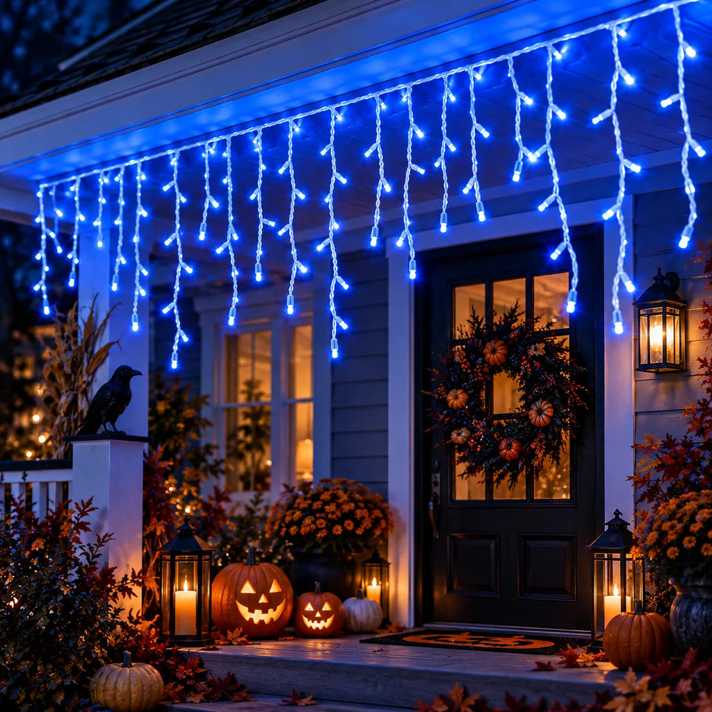 Halloween Blue Icicle Curtain Lights USB 6M/100LED 10M/200LED 8