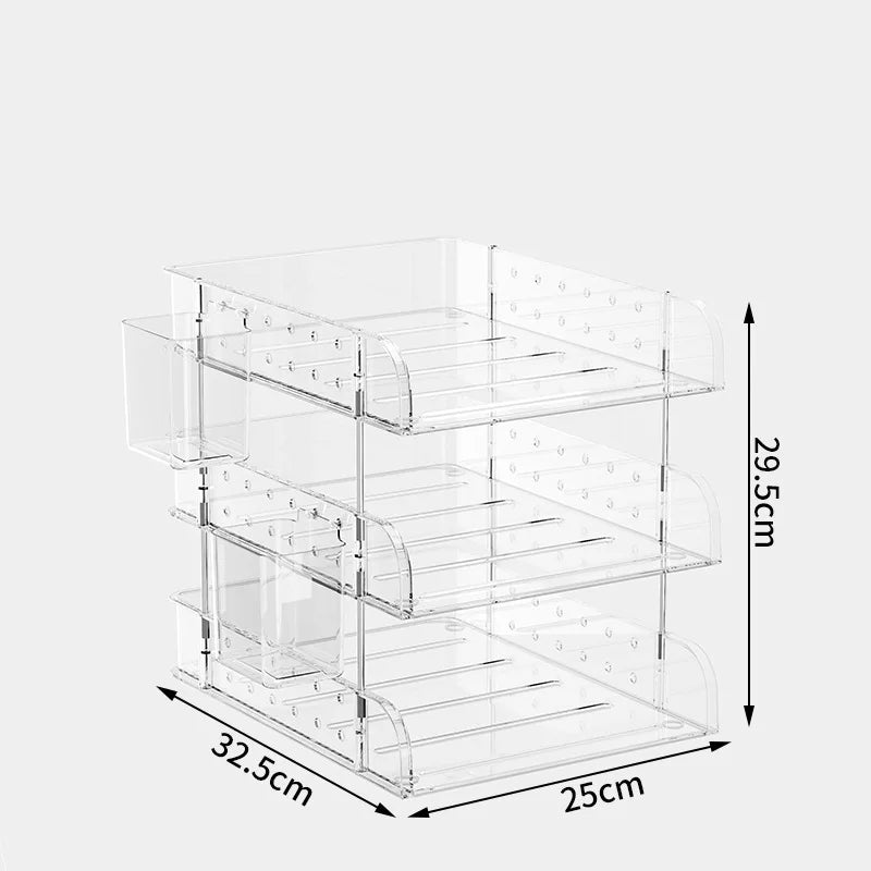 File Organizer Desktop File Storage Clear Transparent Multi-layer Stackable Rack Office Desk Organizer for Home or Office Use