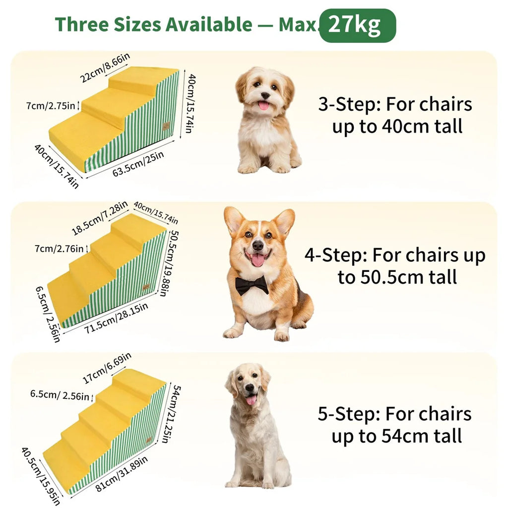 3/4/5 Steps High-Density Foam Dog Stairs with Gentle Slope