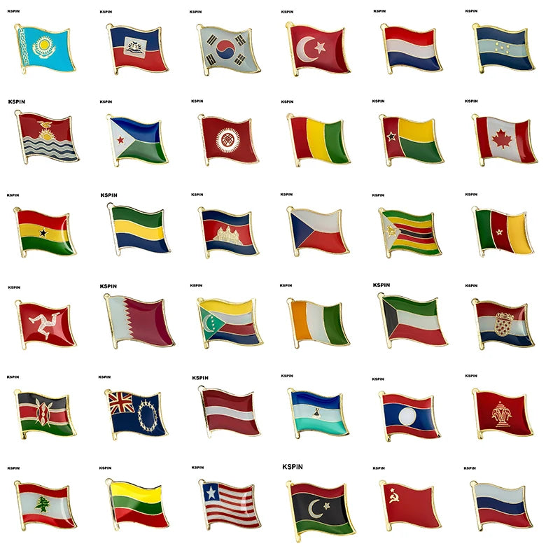 10pcs a lot   Flag Laple Pin Badge Brooch Cambodia Canada Czech Rep. Zimbabwe Kuwait Croatia Kenya Kazakhstan Haiti