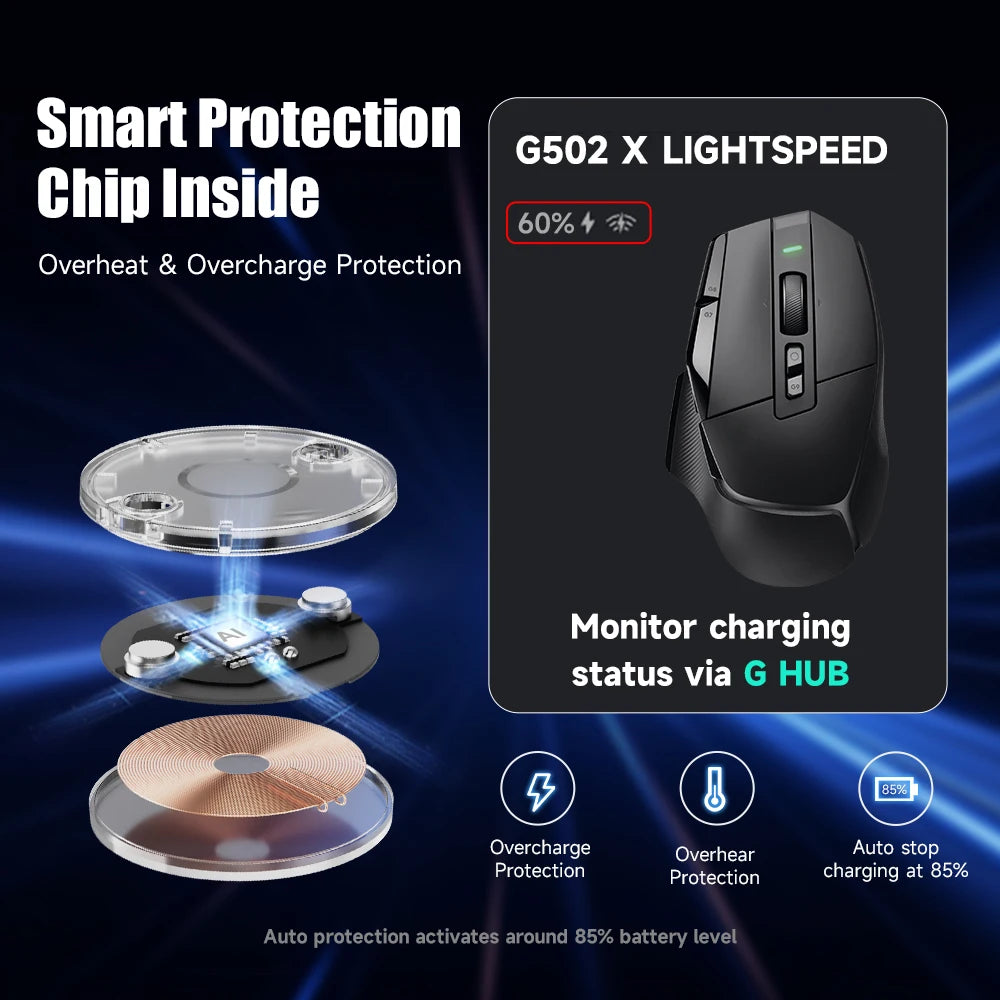For Logitech Mouse Magnetic Wireless Charging QI Module Base for Logitech G Pro X Superlight 2 G PRO 2 LIGHTSPEED G502 X