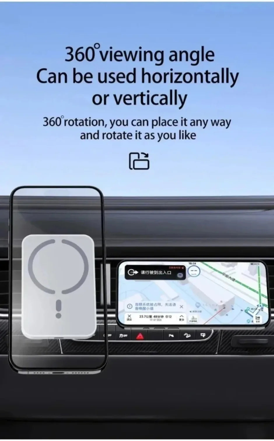 XIKCU 15W Magnetic Car Wireless Charger Sucker Car Fast Charging For Magsafe iPhone 16-12 Pro Max Air Vent Phone Holder Stand