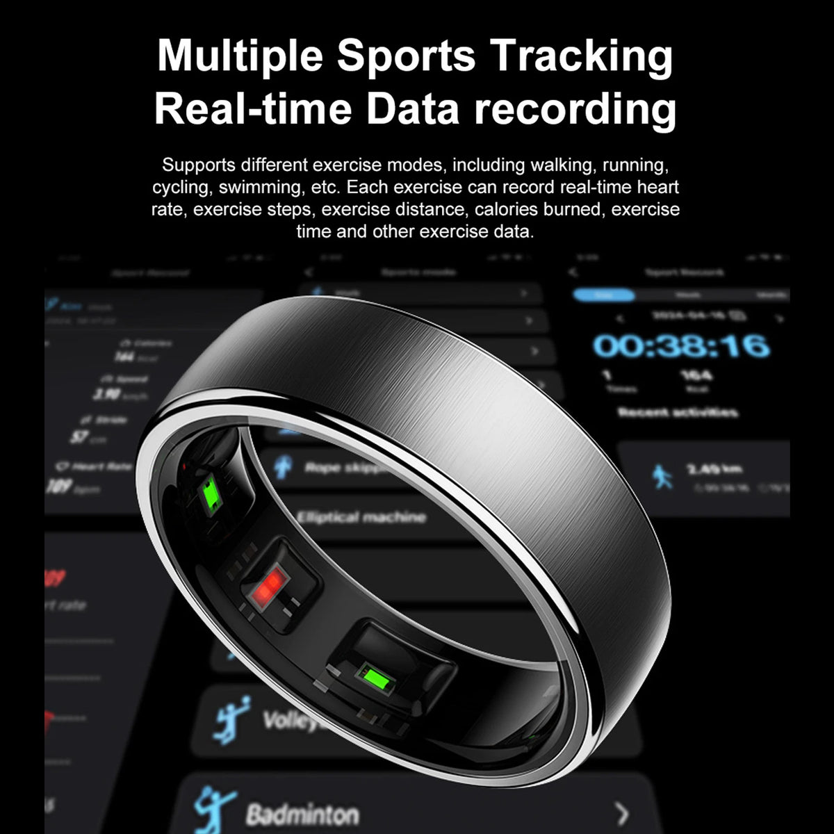 Uhoofit R10 Smart Ring with Charging Dock Men Women