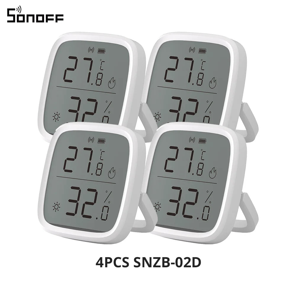 1-4PCS SONOFF SNZB-02D Zigbee LCD Digital Thermometer Smart Temperature