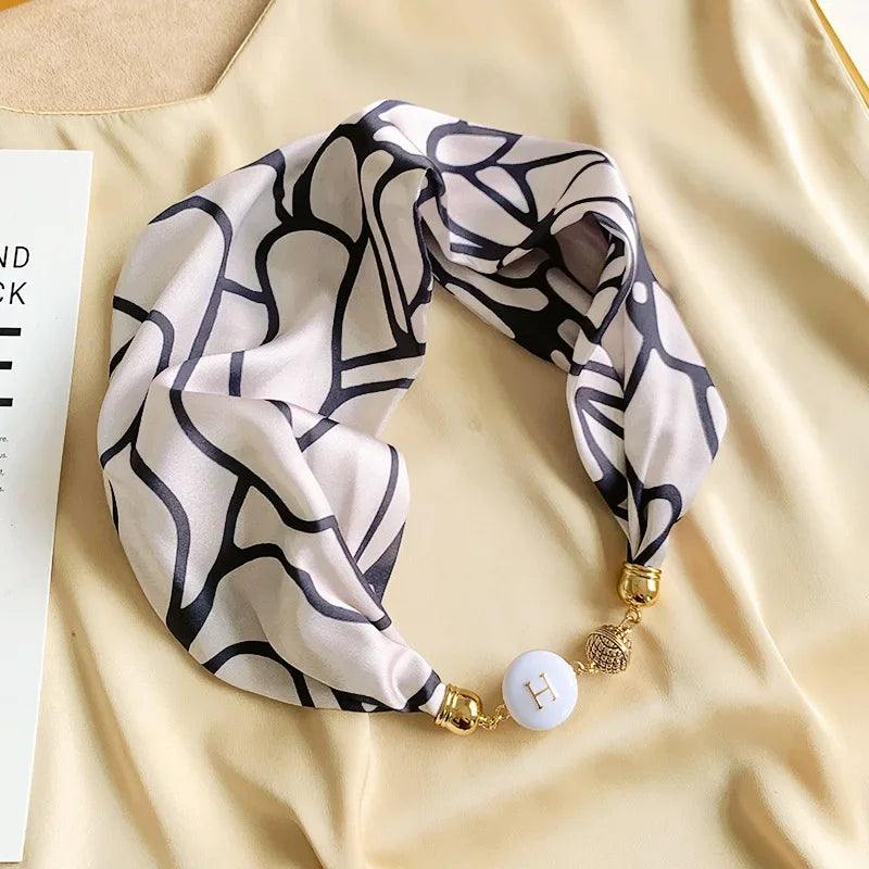 Imitation Silk Scarf Magnetic Buckle Necklace Pendant Wearing Spring and Autumn Cervical Protection for Women