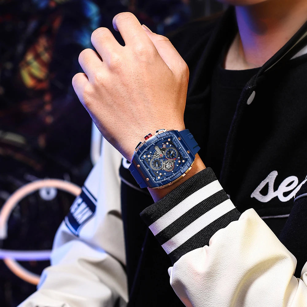 CURREN Fashion men watch brand unique square design luxury
