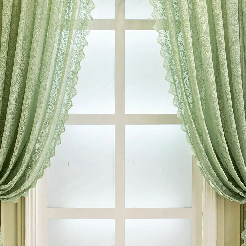 Lace Beaded Modern Simple Window Screen Curtains for Living Dining Room Bedroom