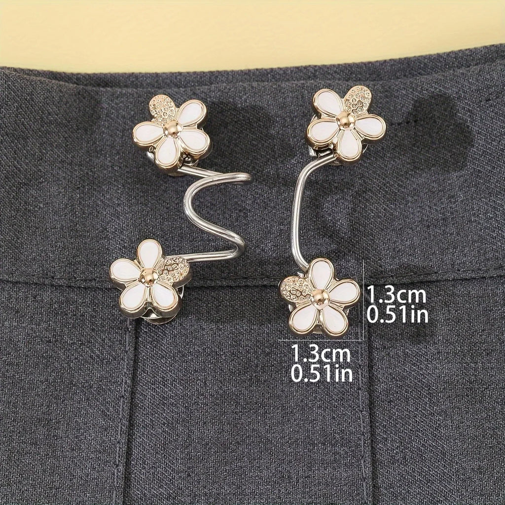 2/1Pairs Flowers Buckle Pant Waist Tightener Detachable Waist Buttons Pins Belts Accessories Pants Clips No Sewing Waistband