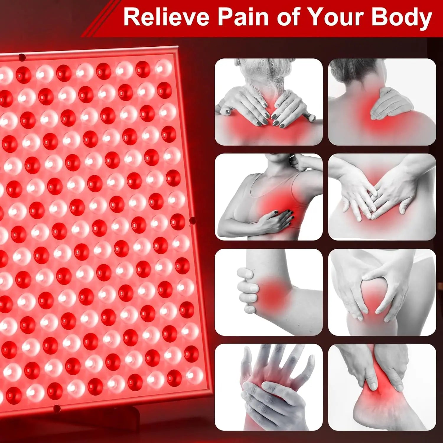 LED Red Light Therapy Panel Lamp for Facial Anti Aging Skin Care Beauty 225 LED Light Body Pain Relief Physical Therapy Tools