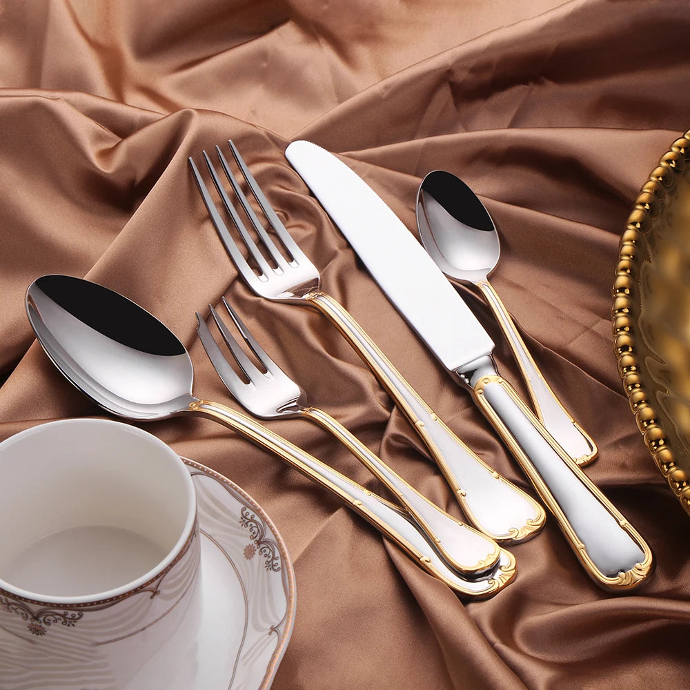 24 Piece Flatware Cutlery Set for 6 18/10 Stainless Steel Silverware Mirror Polished for Housewarming Restaurant Wedding Party