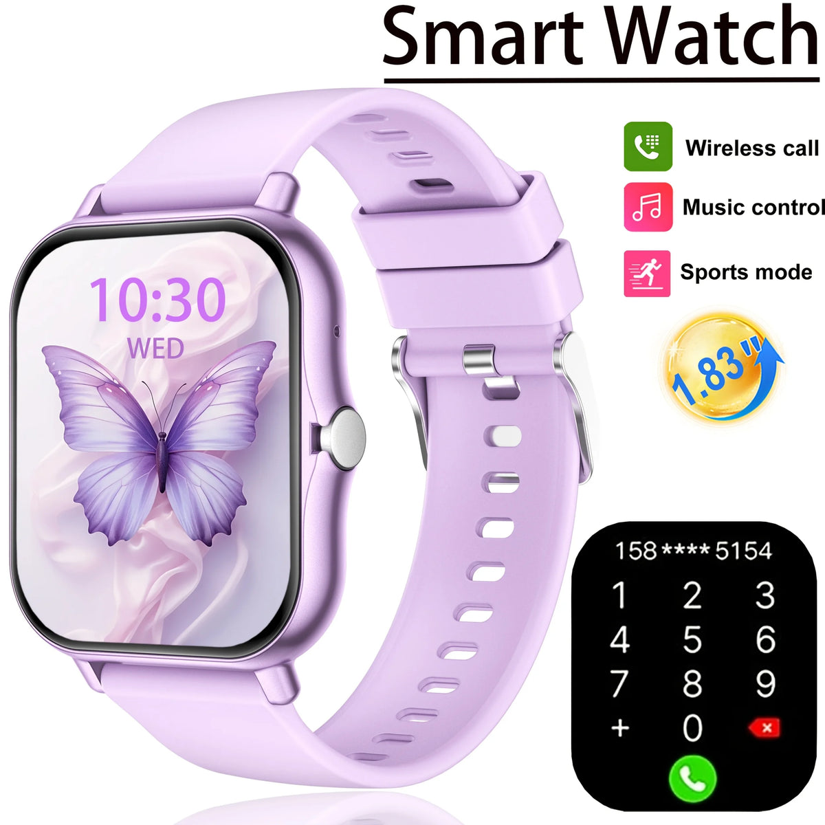 Latest Upgraded Fashion Design 1.83-inch Full-Screen Touchscreen Sports Smartwatch
