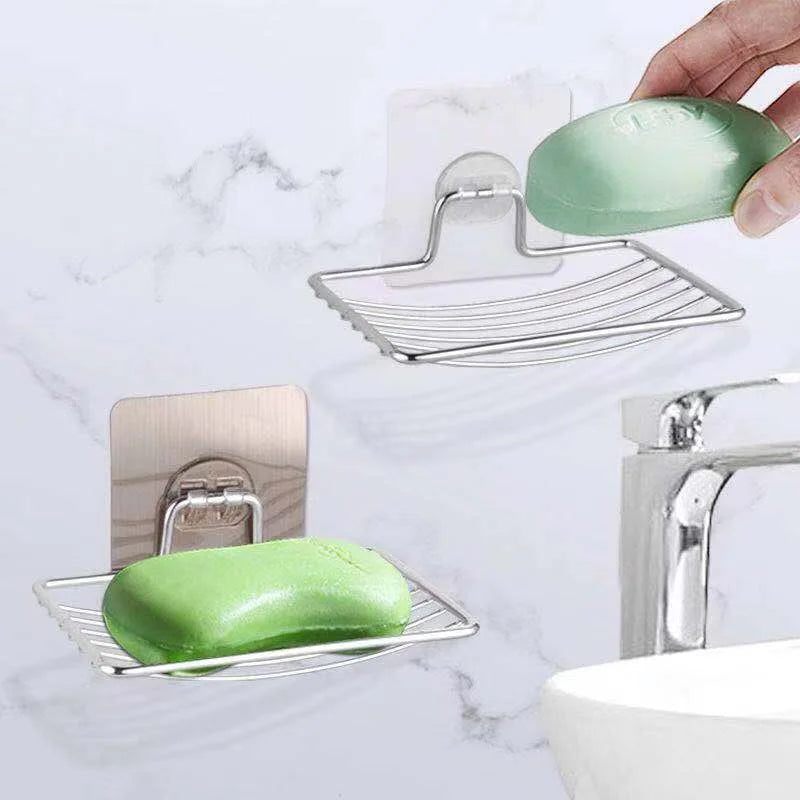 1pc Stainless Steel Soap Holder Wall Mount Drainage Soap