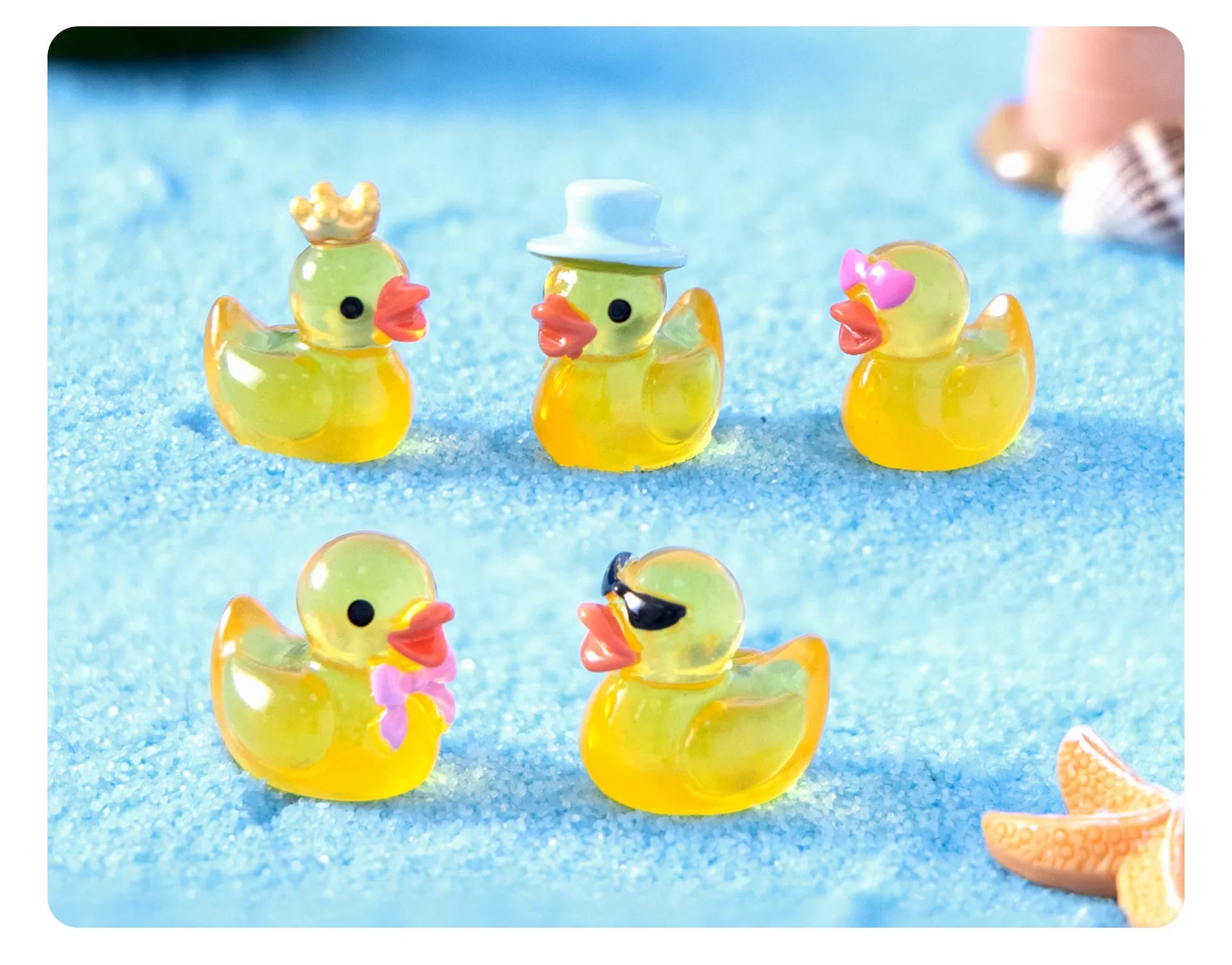 10/20/30PCS Mini Fluorescent Yellow Duck Ornament Miniature Figures Tiny Resin Handicraft Micro Landscape Dollhouse Decoration