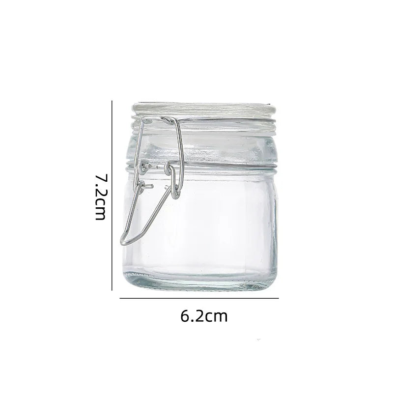 Buckle Glass Jar Transparent Airtight Glass Jar Wide Mouth Container Stylish Sealed Storage Jar For Spice Organization Coffee