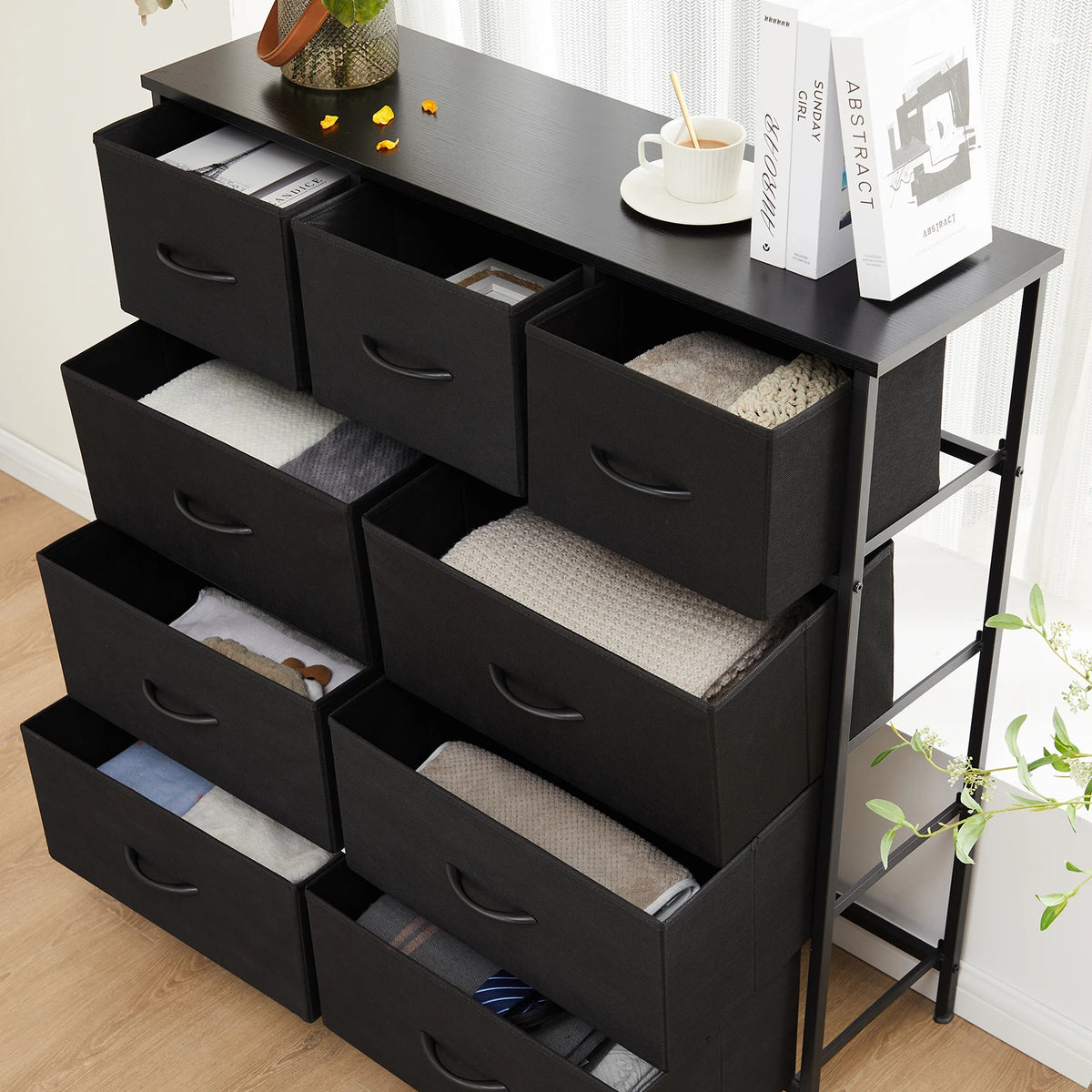 JHK 9 Drawer Tall Dresser Bedroom Storage Cabinet Closet
