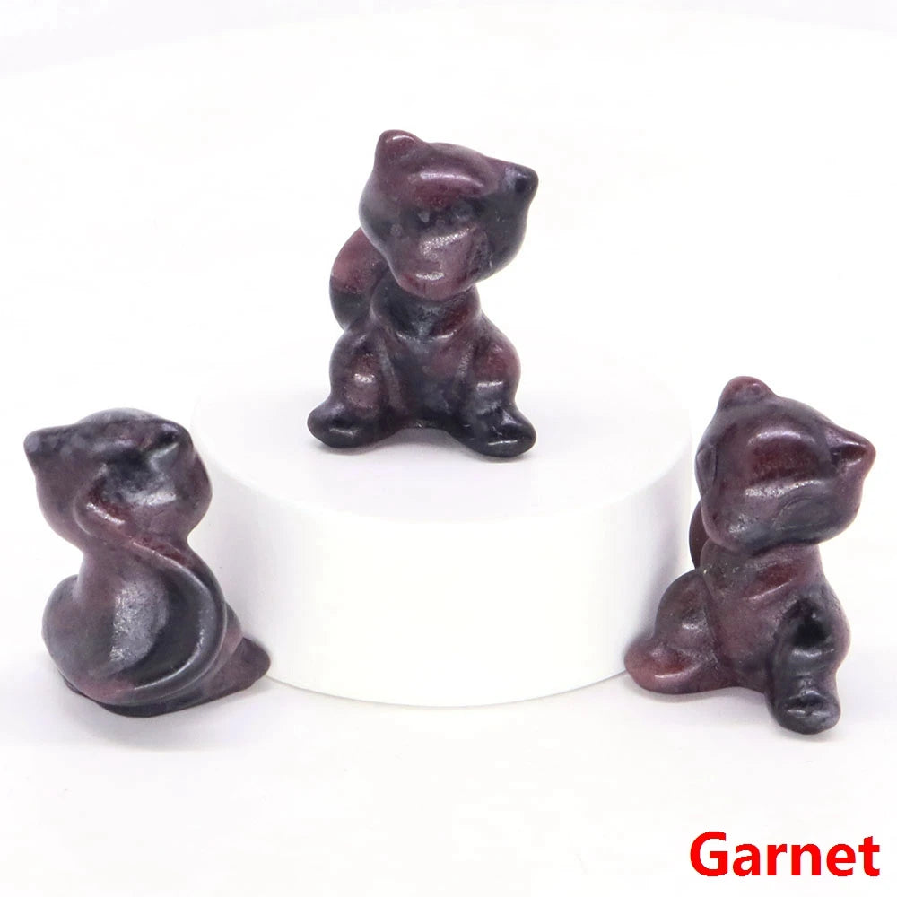 30mm Cartoon Alien Cat Statue Natural Healing Crystals Stone Carving Cute Animal Figurine Crafts Home Decor Ornament Kids Gifts