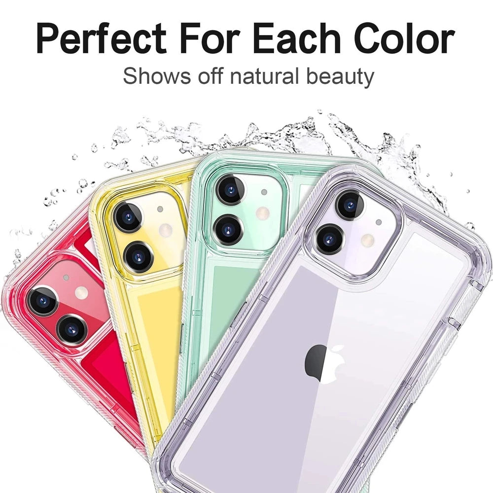 Military Level Heavy Duty Hard 3IN1 Transparent Shockproof for
