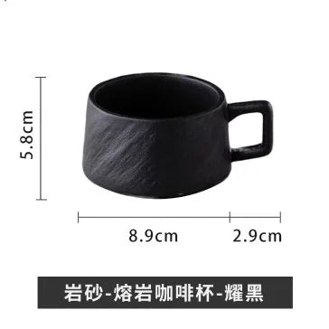 250ML Japanese Style Rock Sand Ceramic Coffee Cup Set Exquisite Afternoon Flower Tea Mug Hotel High-end Restaurant Coffee Cup