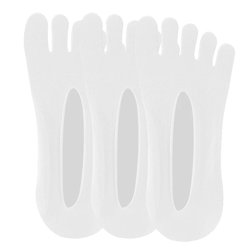 3 Pairs/Lot Five Finger Summer Invisible Toe Cotton Thin Solid Soft Shallow Mouth Breathable Deodorant No Show Woman's Socks