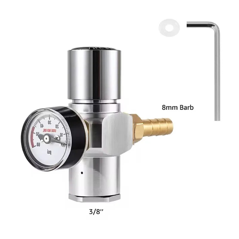【New Version】0-60PSI Mini Co2 Regulator,Portable Co2 Charger with Stable Pressure & Steel Ring Gas Inlet,Homebrew Carbonated Kit