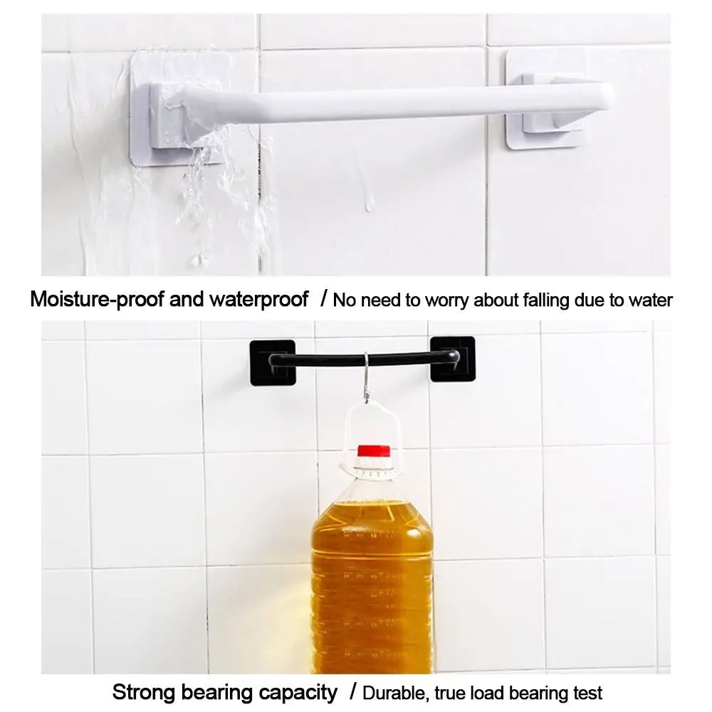 Kitchen Bathroom Wall Bath Towel Holder Rail Rack Self Adhesive Towel Rod Bar Portable Useful Household Gadget