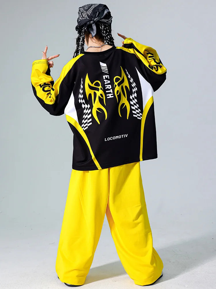 Boys K-pop Sweatshirt Fashion Vest Sweatpants Girls Hip Hop Joggers Pants Costumes Child Streetwear Kids Jazz Dance Clothes Sets