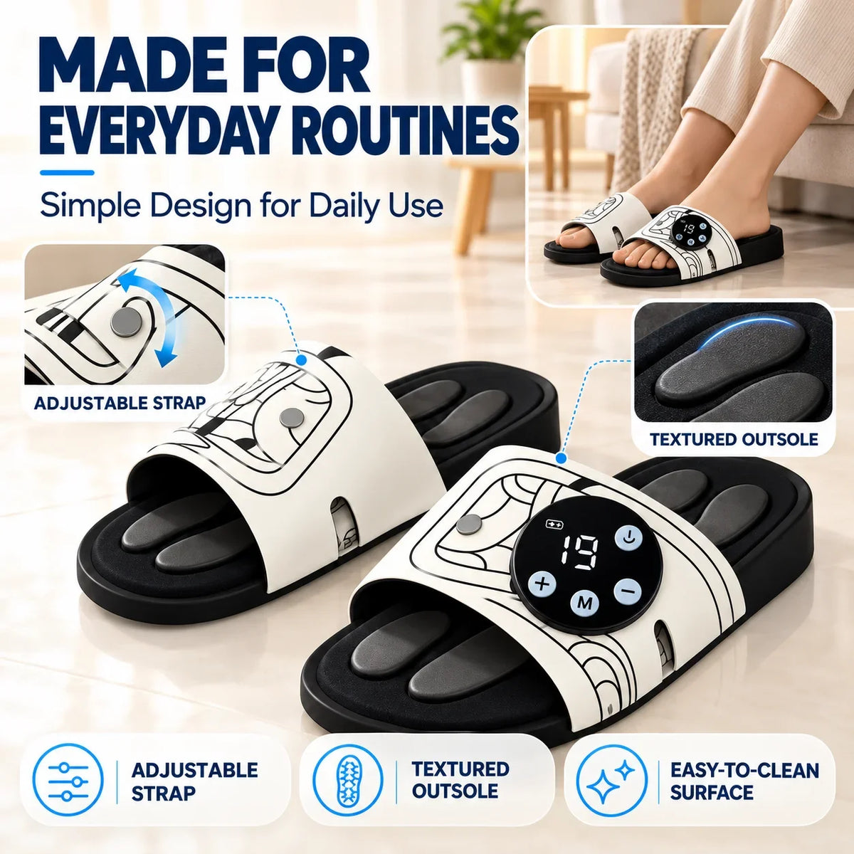 EMS Foot Massage Slippers 8 Modes 19 Levels Type-C