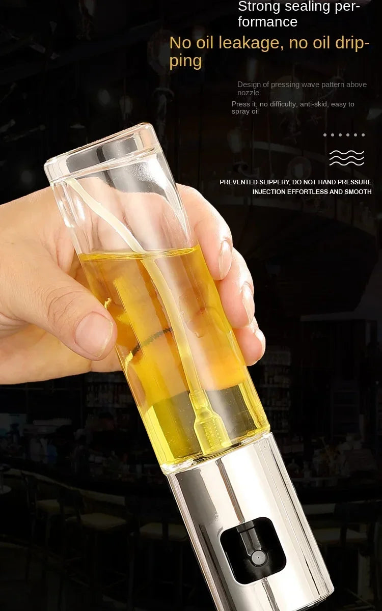 New Stainless Steel Oil Dispenser Glass Silicone Wrap Grill BBQ Sprayer Pot Gravy Boats Tools for Cooking Olive Oil Spray Bottle