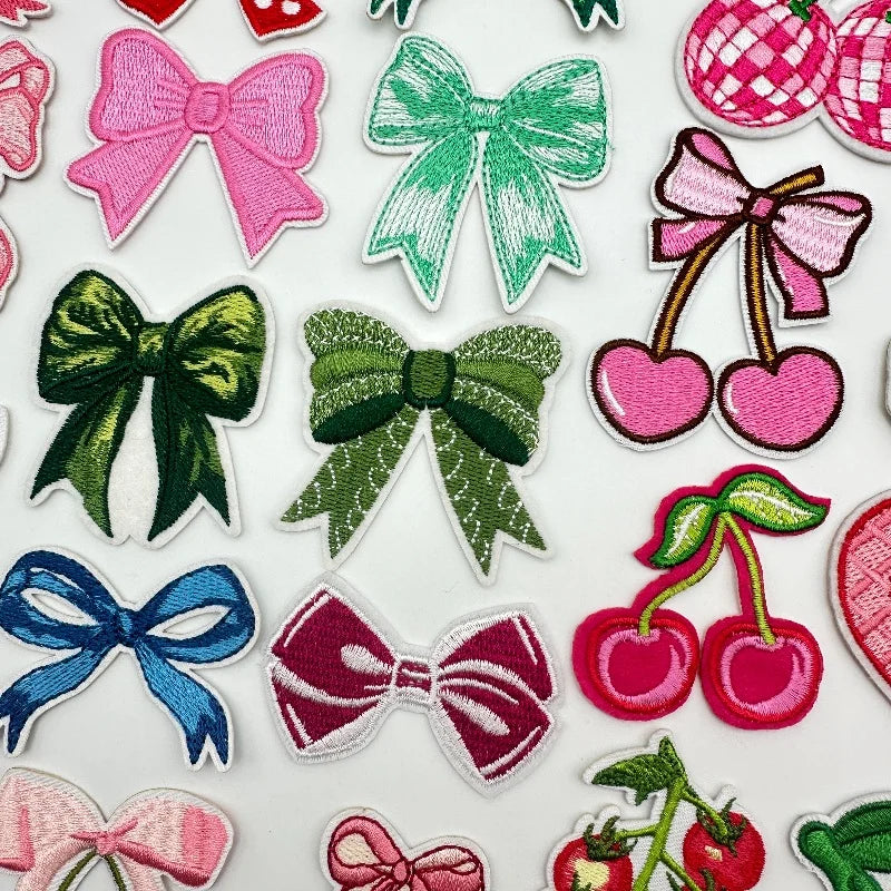 Cartoon Embroidery Sticker Decorative Ironing Sticker Sewing DIY Pink Bowknot Clothing Shoes Hat Bag Patch