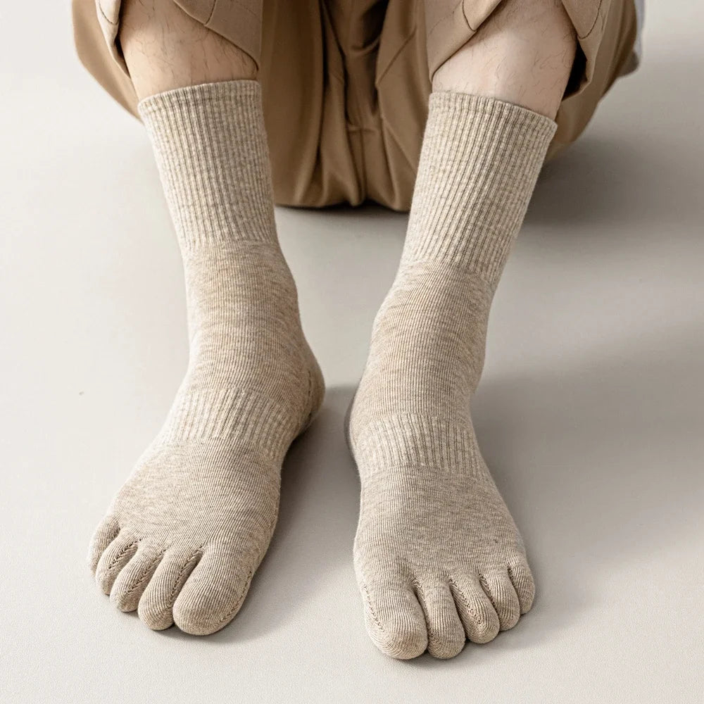 3 Pairs Five Finger Socks Men Anti-slip Sports Athletic Crew Socks Men High Quality Cotton Toe Socks Basketball Middle Tube