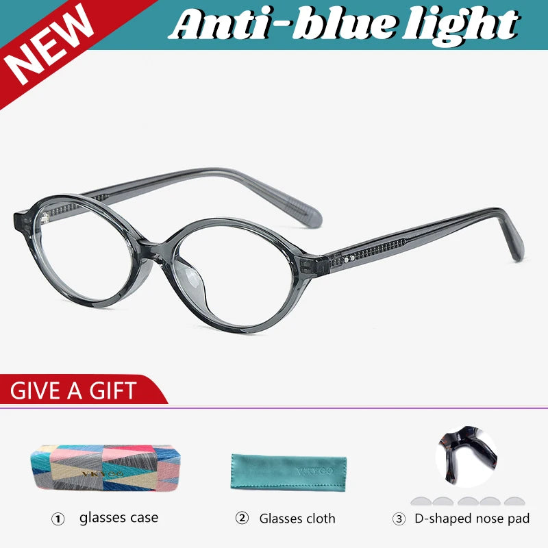 VICKY Fashion Delicate Oval Small Myopia Frames Women Reading Glasses Anti-Blue Light Customizable Prescription Glasses K9142