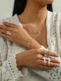5 Pts Heartbeat Love Zircon Necklace Bracelet Ring Earrings