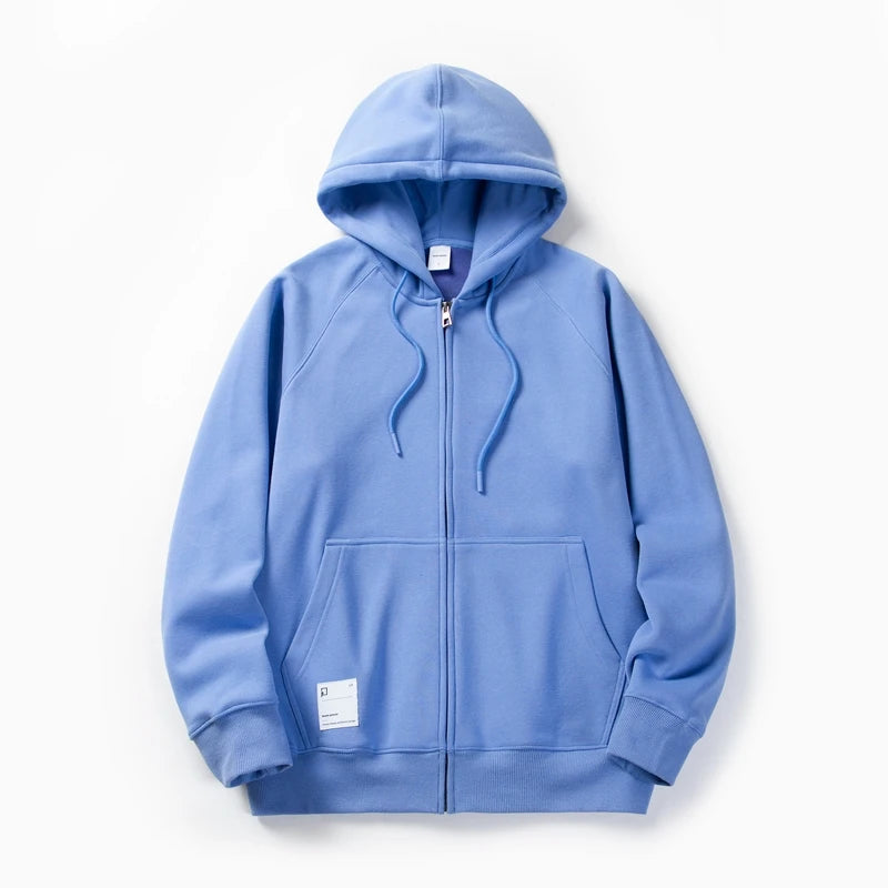 Solid Color Hoodie Men Fashion Zip Up Long Sleeve Oversized Jacket Coat Harajuku Gothic Hooded Sweatshirt Y2K Teen BP13813