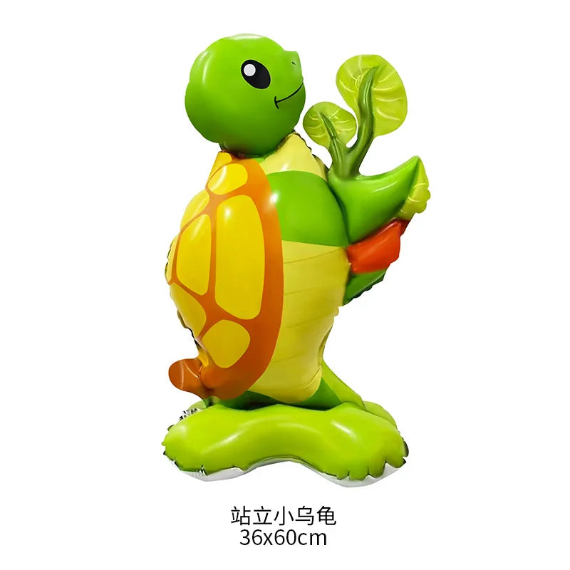Standing Cute Animal Giraffes Seals Turtles Sharks Dolphin Bunny Foil Balloons Animal Sea Zoo Themed Birthday Party Decorations