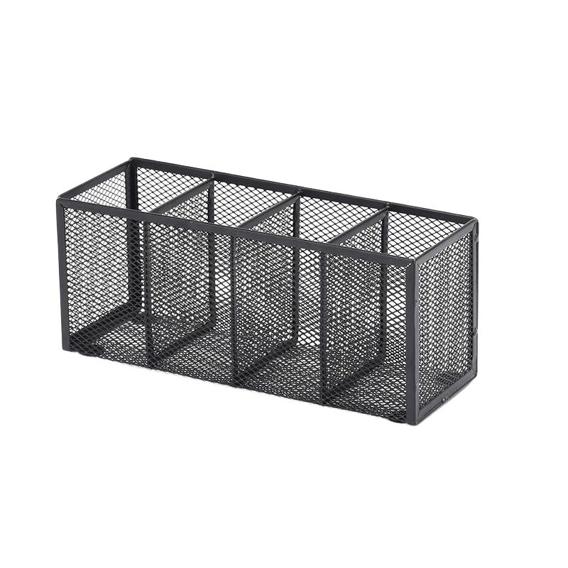 Metal Mesh Desk Organizer, Pen Holder, Pencil Holder, Office Supplies, 4 or 3 Compartments, Home and School Supplies, 1Pc