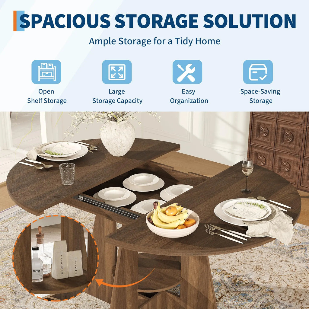 43.3-59 Inch Extendable Round Dining Table
