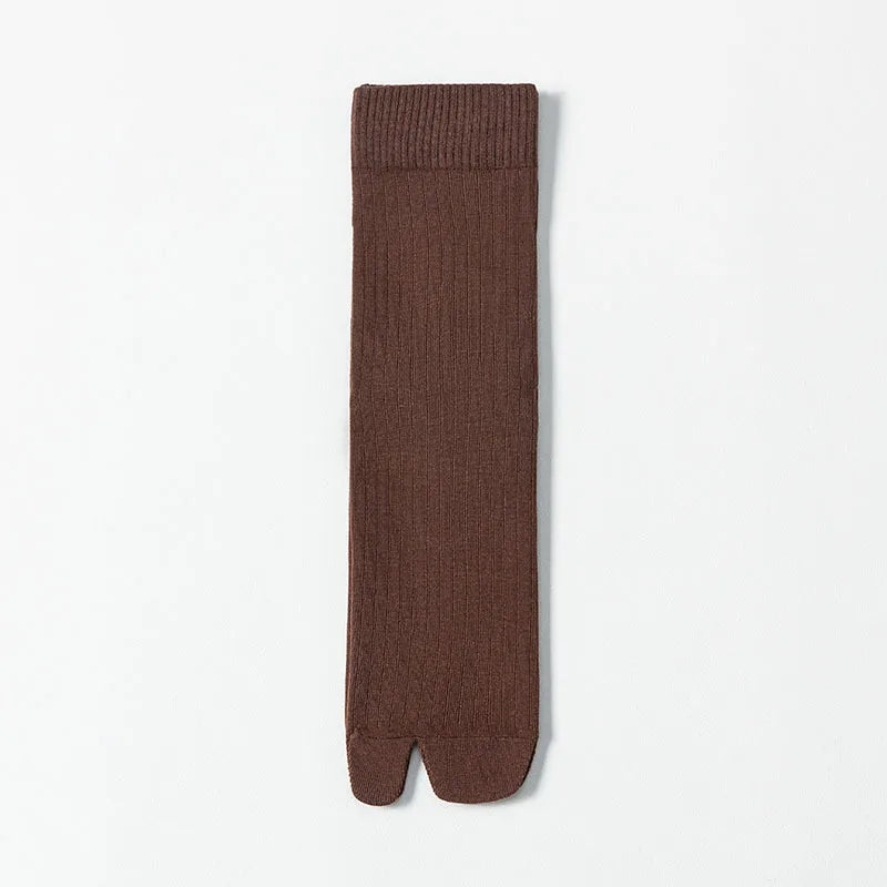 Men's 2 Toe Socks Flip Flop Sandal 2 Toe Middle Tube Socks Solid Color Striped Split Toe Socks Business Casual Cotton Socks