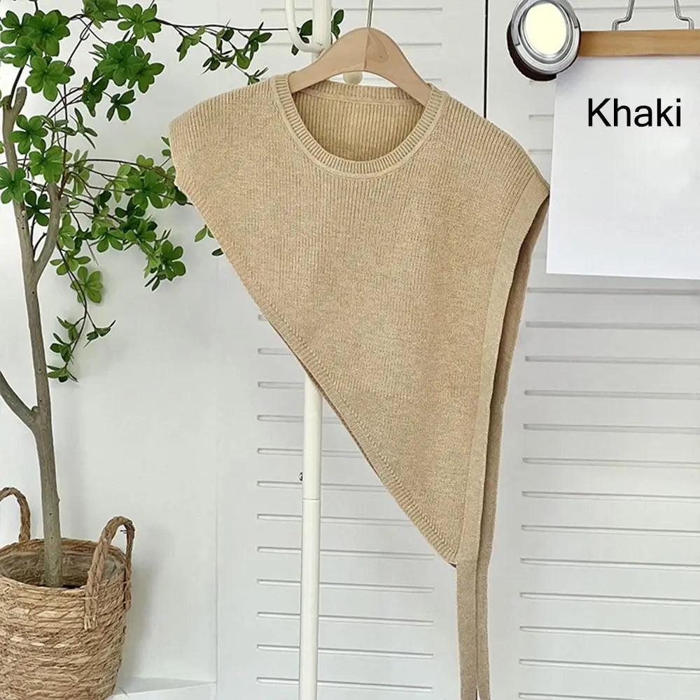 for Blouse Knitted Shawl Vest Solid Color Warm Triangle Beveled Edge Vest Clothing Accessories Polyester