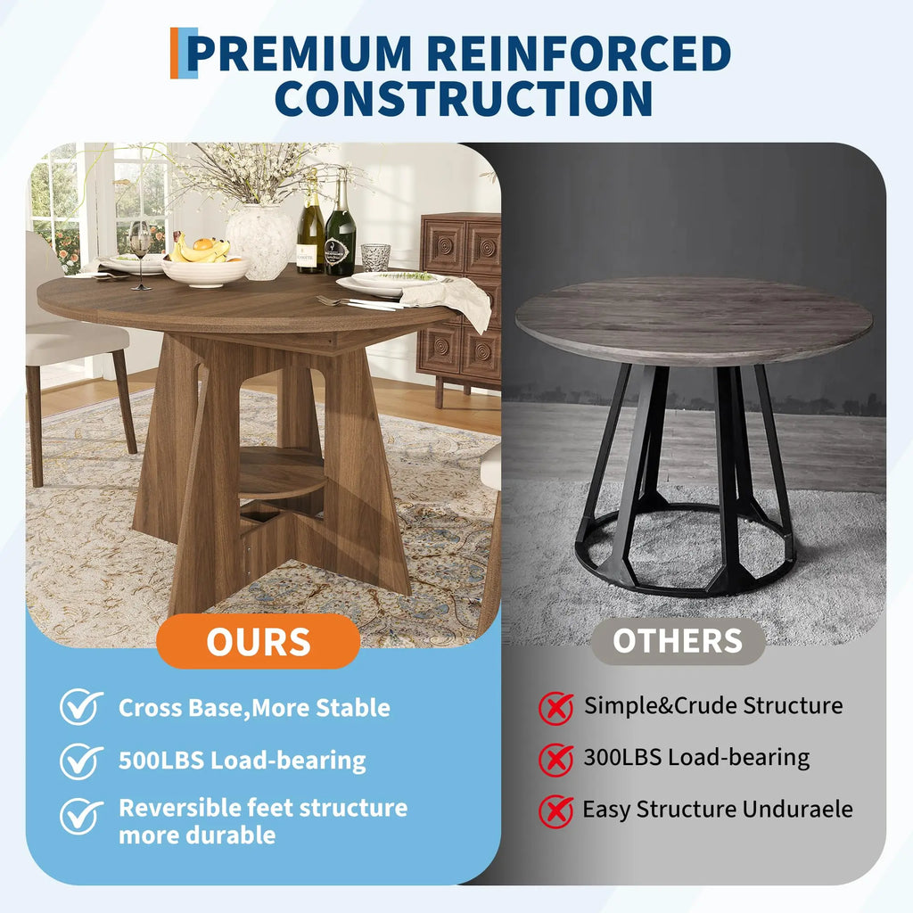 43.3-59 Inch Extendable Round Dining Table