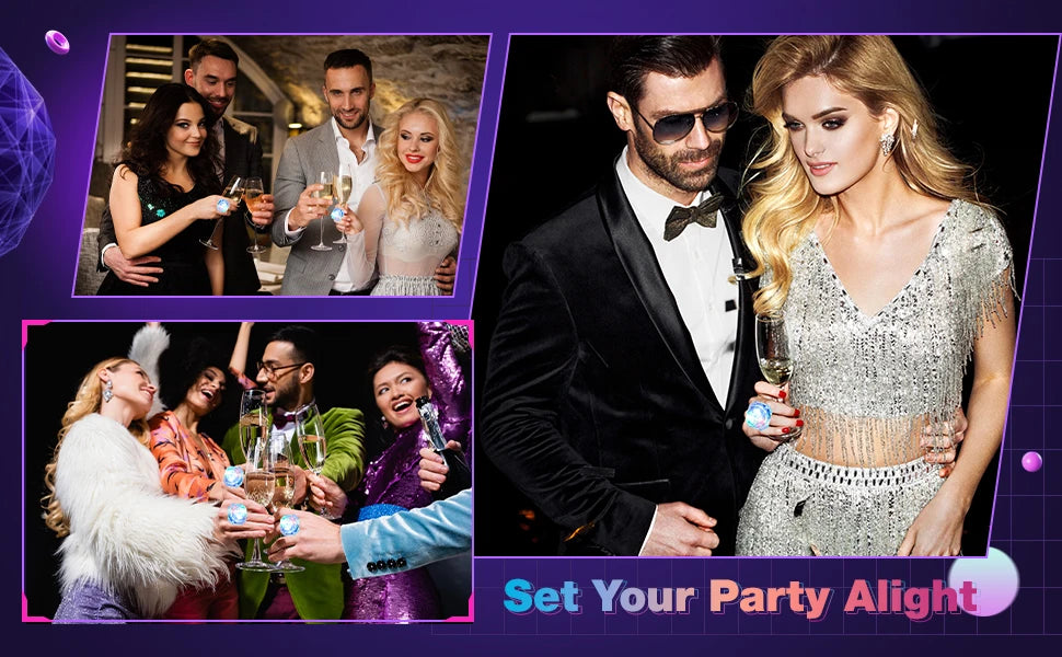 10-50 Pcs Flash Led Light up Rings Bachelorette Party Favors Gifts Diamond Rings Bridal Shower Birthday Weddings Party Favors