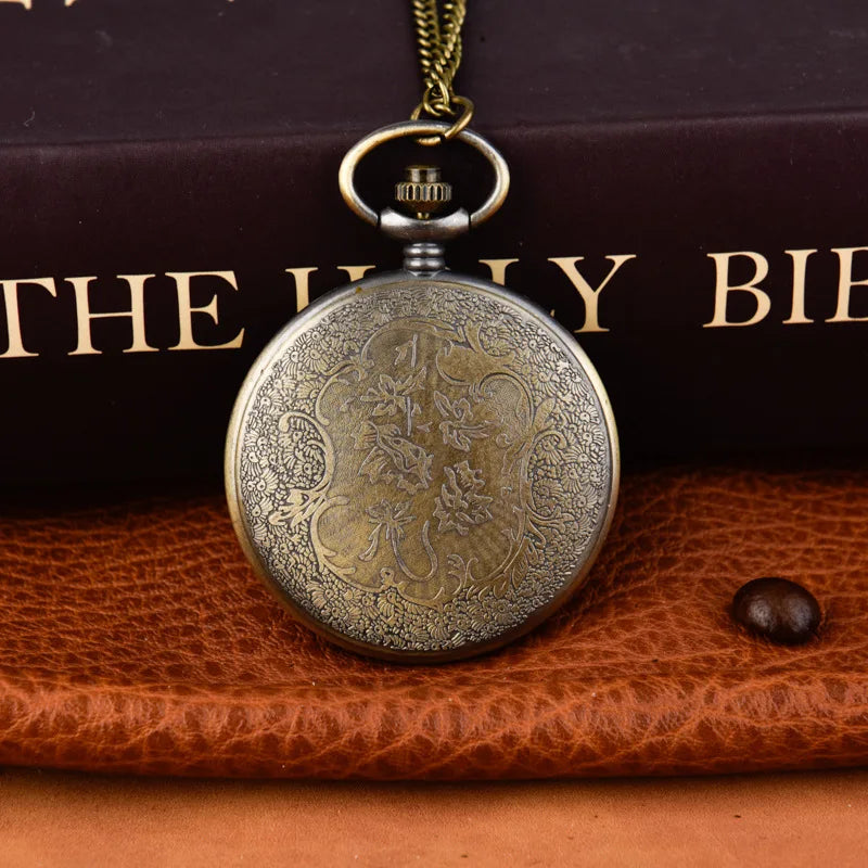 Bronze Vintage Bill Cipher Quartz Pocket Watch Analog Pendant