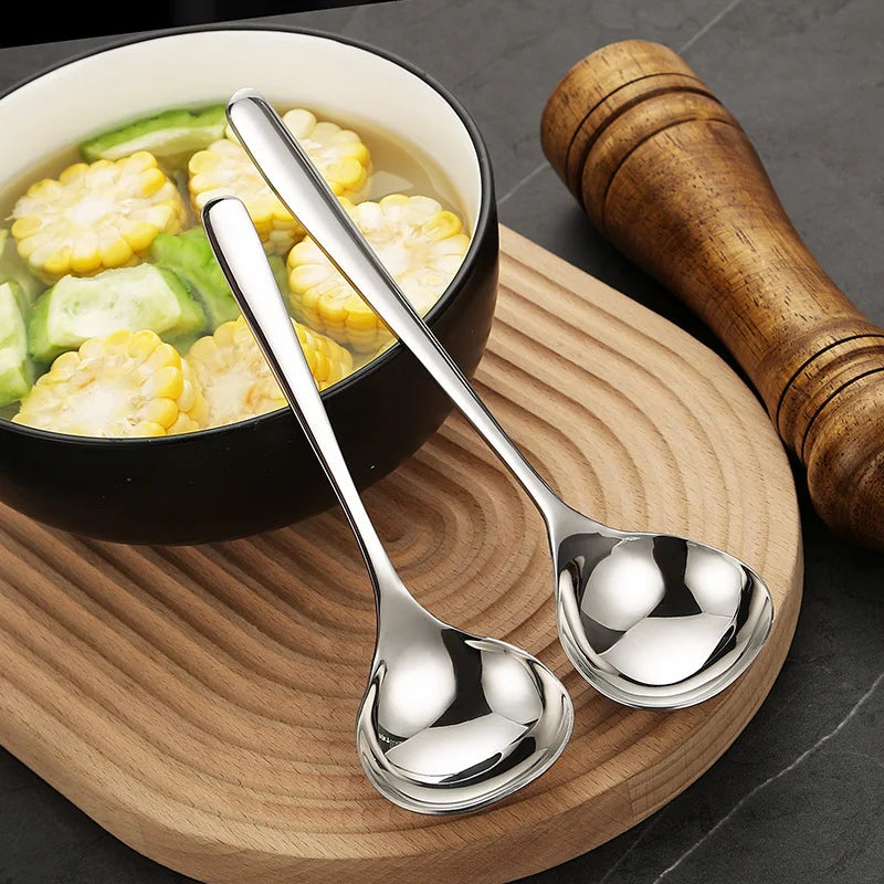 Stainless Steel Thickening Spoon Creative Long Handle Hotel Hot Pot Spoon Soup Ladle Korean Soup Scoop Home Kitchen Tools