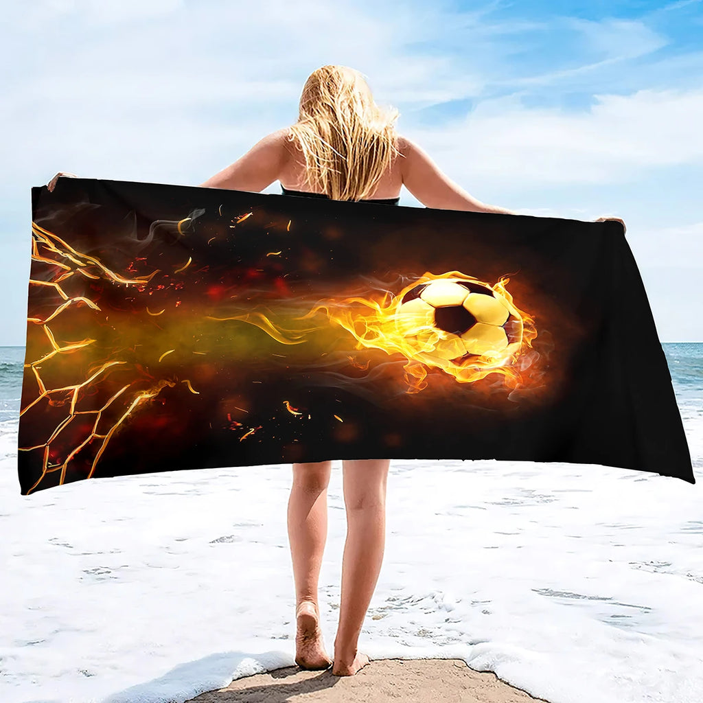 Football Beach Towel Soccer Bath Towel Microfiber Ball Sports Shower Quick Dry Swimming Cover Camping Yoga Mat Bikini Cover Up